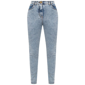 Balmain Blue Cotton Women's High-Waisted Jean