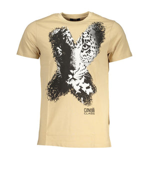Cavalli Class Beige Cotton T-Shirt
