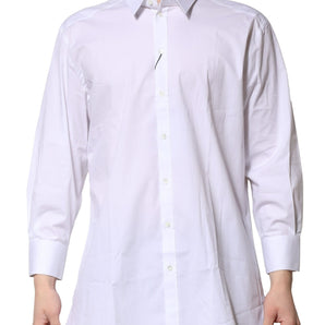 Dolce & Gabbana White GOLD Long Sleeve Dress Men Formal Shirt