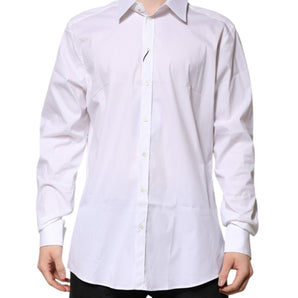 Dolce & Gabbana White GOLD Long Sleeve Dress Men Formal Shirt