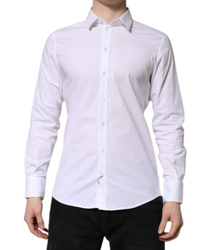 Dolce &amp; Gabbana White GOLD Long Sleeve Dress Formal Shirt