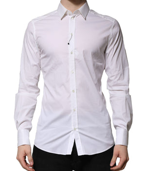 Dolce &amp; Gabbana White GOLD Long Sleeve Dress Formal Shirt