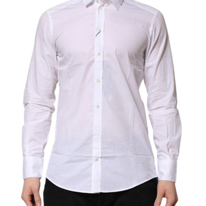 Dolce & Gabbana White Cotton Long Sleeves Dress Formal Shirt