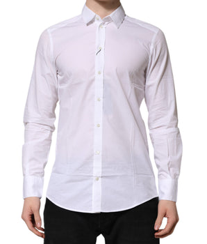 Camisa formal de manga larga de algodón blanco de Dolce &amp; Gabbana
