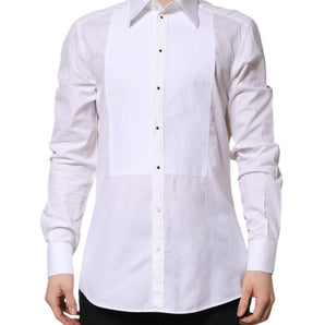 Dolce & Gabbana White GOLD Cotton Long Sleeves Formal Shirt