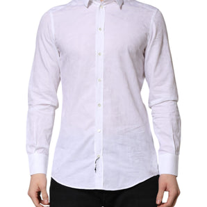 Dolce & Gabbana White MARTINI Cotton Long Sleeve Formal Shirt