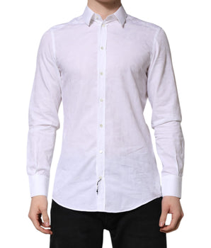 Dolce &amp; Gabbana White MARTINI Cotton Long Sleeve Formal Shirt