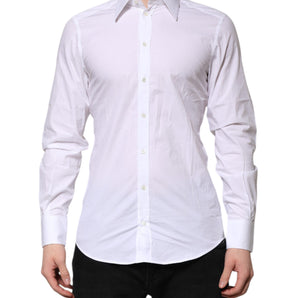 Dolce & Gabbana White GOLD Cotton Poplin Dress Formal Shirt