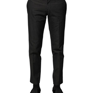Dolce & Gabbana Gray Cotton Patterned Formal Pants