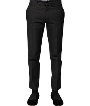 Dolce &amp; Gabbana Gray Cotton Patterned Formal Pants