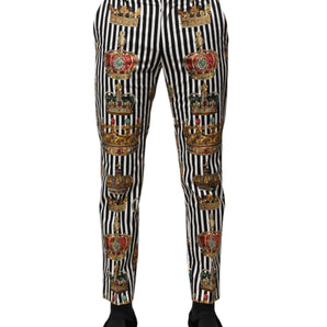 Dolce & Gabbana Multicolor Striped Crown Pants