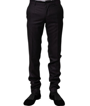 Dolce &amp; Gabbana Black Wool Patterned Formal Pants