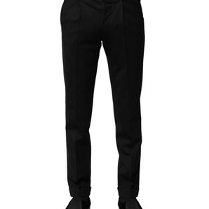PT Torino Black Solid Formal Tapered Men Dress Pants