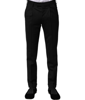Pantalones de vestir formales cónicos PT Torino negros lisos para hombre