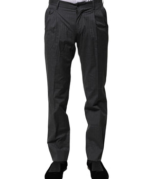 Dolce &amp; Gabbana Gray Striped Cotton Formal Pants