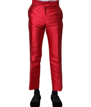 Dolce &amp; Gabbana Red Polyester Cropped Dress Pants