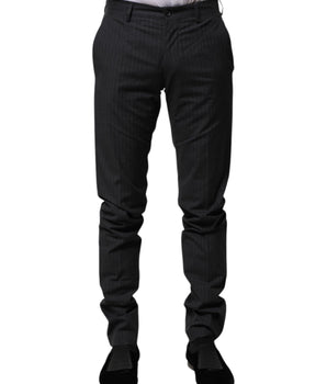 Dolce &amp; Gabbana Gray Striped Cotton Formal Pants