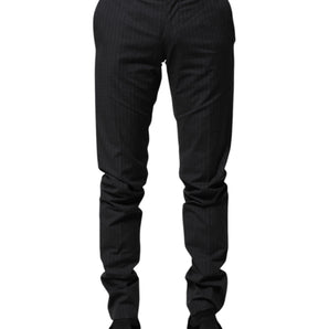 Dolce & Gabbana Gray Striped Cotton Formal Pants
