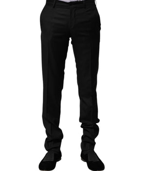 Dolce & Gabbana Black Wool Formal Men Slim Pants