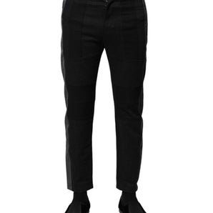 Dolce & Gabbana Black Gray Fantasy Cotton Formal Slim Pants
