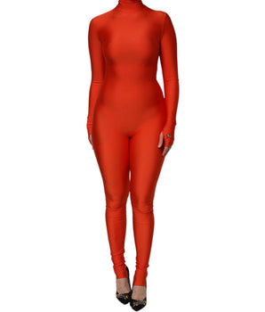 Vestido mono ajustado con cuello alto de nailon rojo de Dolce &amp; Gabbana