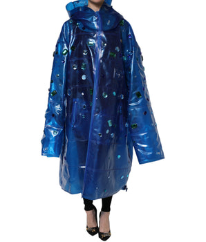 Chaqueta impermeable con capucha y cristales azules de Dolce &amp; Gabbana