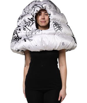 Dolce &amp; Gabbana White Polyester Printed Hood Quilted Hat