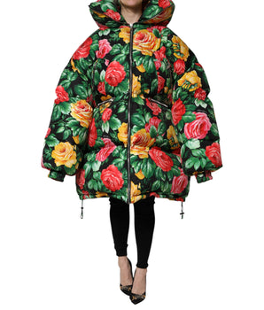 Chaqueta acolchada con capucha y estampado floral multicolor de Dolce &amp; Gabbana