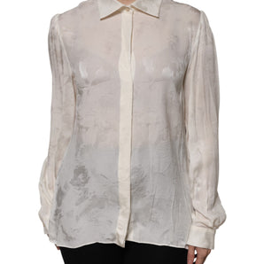Dolce & Gabbana White Button Down Long Sleeves Blouse Top