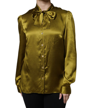 Blusa verde de manga larga con cuello Ascot de Dolce &amp; Gabbana