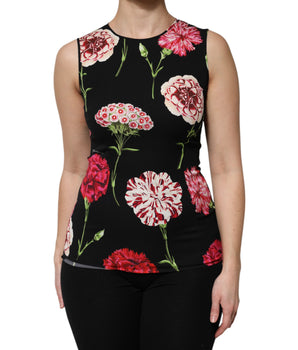 Blusa sin mangas con estampado floral negro de Dolce &amp; Gabbana