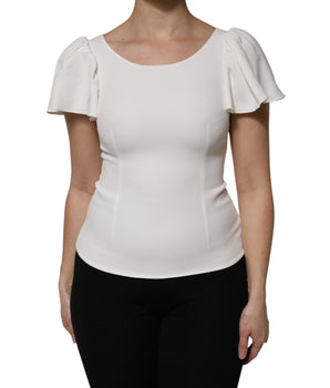 Dolce & Gabbana White Viscose Round Neck Short Sleeves Top