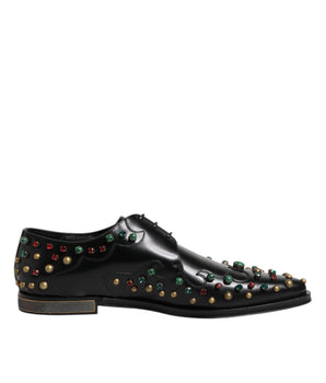 Dolce & Gabbana Black Leather Derby Dress Studded Shoes