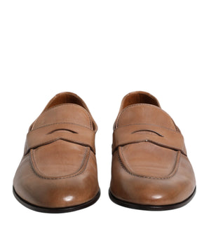 Brunello Cucinelli Brown Leather Loafer Dress Formal Shoes