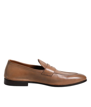 Brunello Cucinelli Brown Leather Loafer Dress Formal Shoes