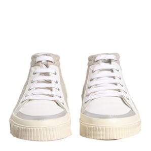 HIDE & JACK White Beige Lace Up Mid Top Casual Sneakers Shoes