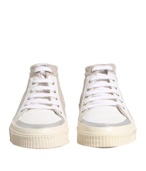 HIDE &amp; JACK White Beige Lace Up Mid Top Casual Sneakers Shoes