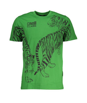 Cavalli Class Green Cotton T-Shirt