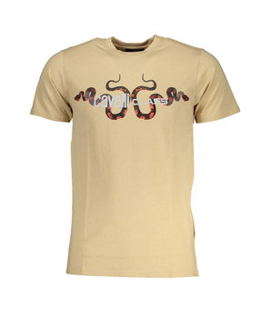 Cavalli Class Beige Cotton T-Shirt
