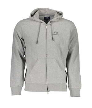 La Martina Gray Cotton Men Sweater with Hood