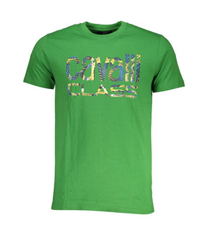 Cavalli Class Green Cotton T-Shirt
