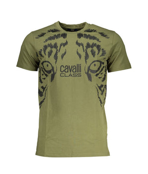 Cavalli Class Green Cotton T-Shirt