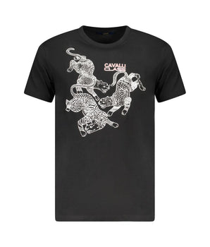 Cavalli Class Black Cotton Men T-Shirt