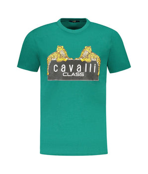 Cavalli Class Green Cotton Men T-Shirt