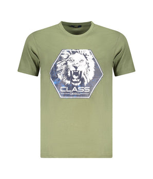 Cavalli Class Green Cotton Men T-Shirt