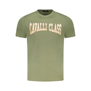 Cavalli Class Green Cotton Men T-Shirt