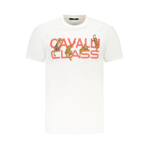 Cavalli Class White Cotton Men T-Shirt