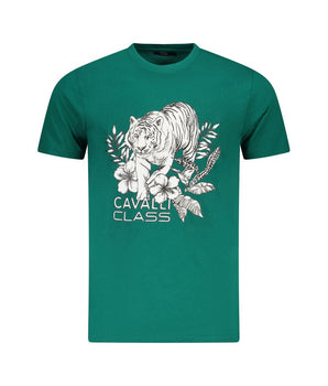Cavalli Class Green Cotton Men T-Shirt
