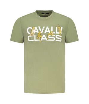 Cavalli Class Green Cotton Men T-Shirt