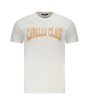 Cavalli Class White Cotton Men T-Shirt